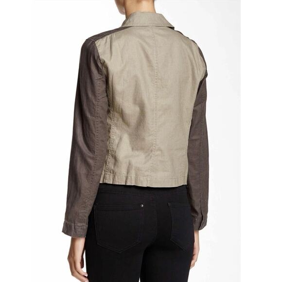 EILEEN FISHER Women's Petite L Organic Coated Linen Utility Moto Jacket Stone - Picture 7 of 16